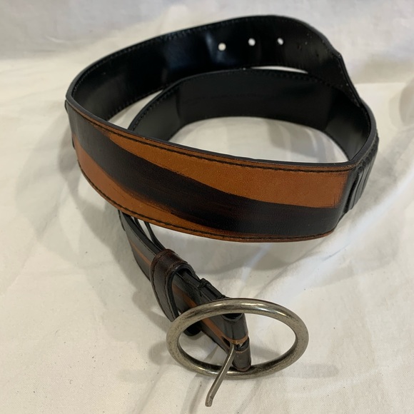 YSL Yves Saint Laurent brown woven leather belt 34